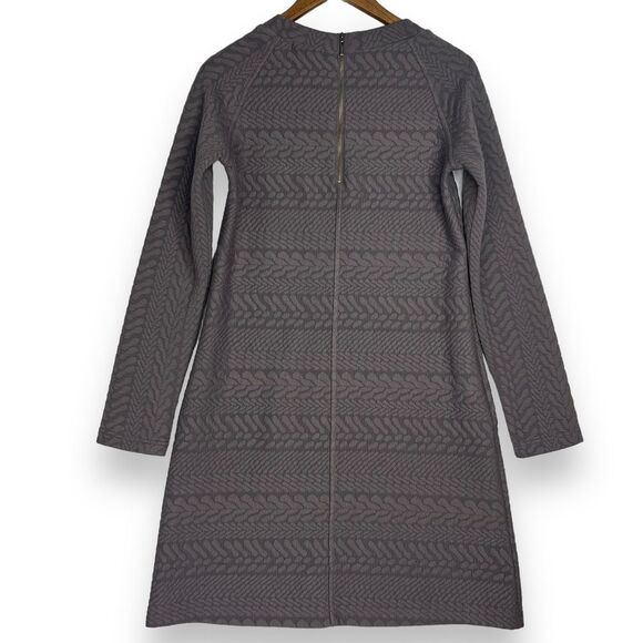 Prana Dress Macee Dark Gray Quilted Long Sleeve Shift Jacquard Textured Knit S - Picture 3 of 13